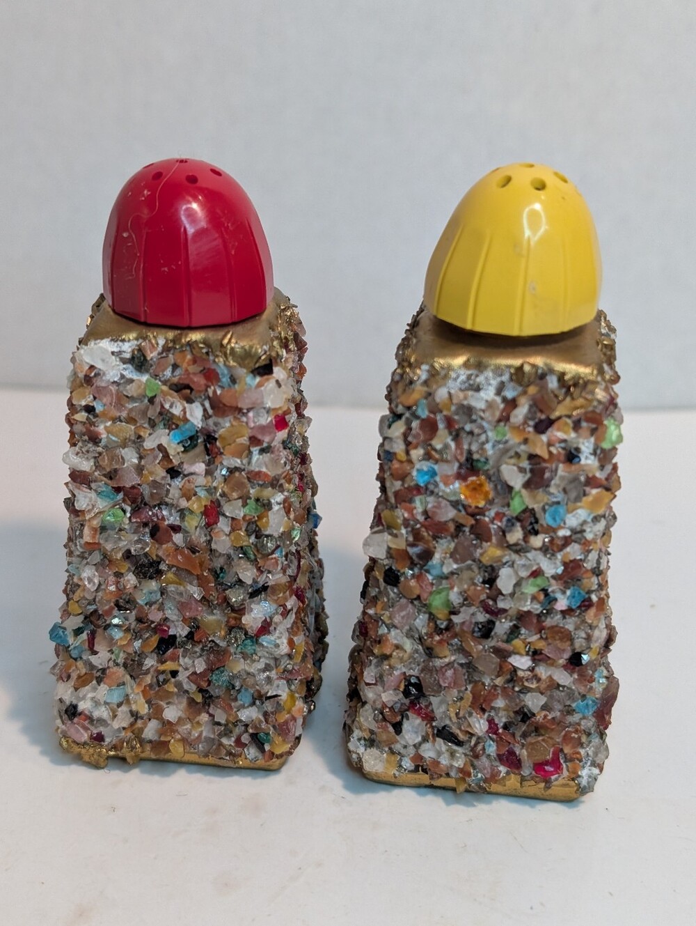Vintage Rock & Glass Vomit Art Salt & Pepper Shakers.